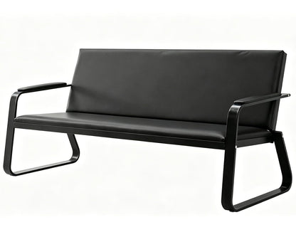wonline 3-Seat Waiting Room Bench with Armrest PU Leather Office Waiting Room Furniture, Office Guest Seating Lobby Conference Reception Chair for Airport Clinic Hospital