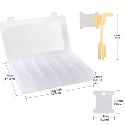 Epesl Embroidery Floss Organizer Box Tools - Bobbin Winder, 1 Removable 36 Compartments with 120 Floss Bobbins and Stickers for Craft DIY Cross Stitch Thread Sewing Bead Jewelry Diamonds Storage