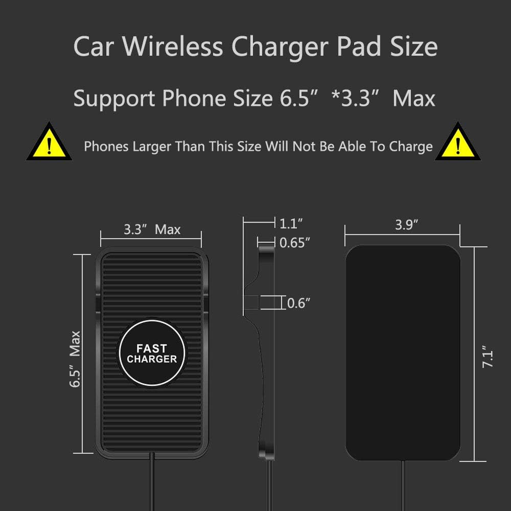 Wireless Charger Car Charging Pad Non-slip 15W 10W 7.5W Fast Charger Mount Adapter for iPhone 13 12 Pro Max 11 8 Plus X XR Xs LG G8 Samsung Note 20 10 Galaxy S10 S20 S21 S22 S23 S24 S25 Android Phones
