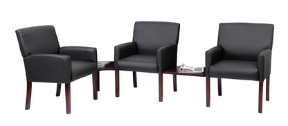 Boss Office Products Reception Box Arm Chair with Mahogany Finish in Black (B629M)