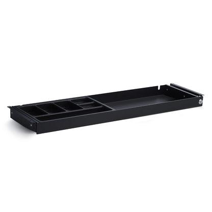 PERFECT POSTURE Under Desk Storage Drawer with Lock — Slim Pen & Pencil Drawer for Regular & Sit-Stand Standing Desks, Black (33” x 9.4”)