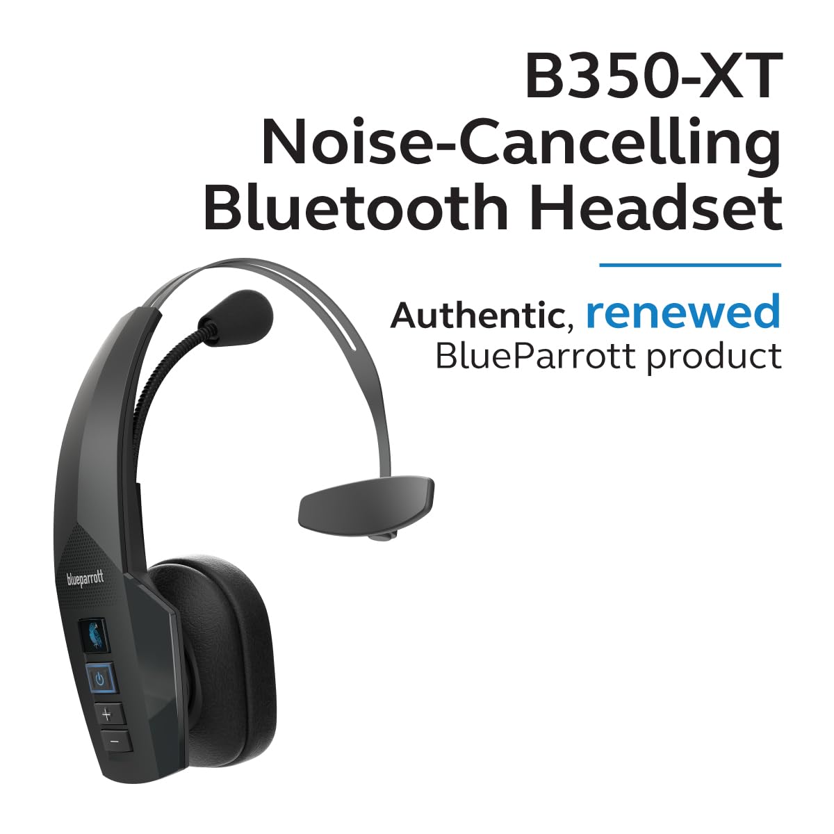 BlueParrott B350-XT Noise Cancelling Bluetooth Headset - Updated Design with Industry Leading Sound & Improved Comfort, Hands-Free Headset w/Expanded Wireless Range & IP54 Rated Protection (Renewed)