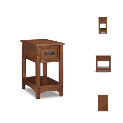 Signature Design by Ashley Breegin End Table With Drawer and Shelf, Mission-Style, Veneers and Wood Construction for Living Rooms and Bedrooms, 13' x 22'