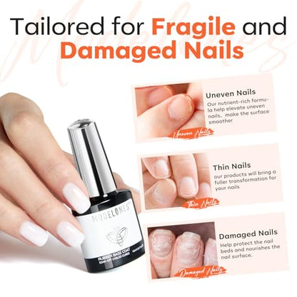 modelones 15 ml Nail Dehydrator and Primer, Acid Free Base Coat Natural Prep Dehydrate & Bond Primer Kit, Hema-Free Acrylic Nail Supplies