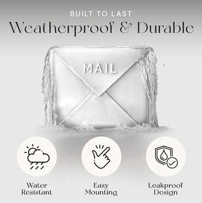 NACH Mailboxes for Outside Wall Mount, 10 x 10 x 4 inch White Wall Mount Mailbox, Waterproof Mailboxes for Outside - Chicago Style Mail Box