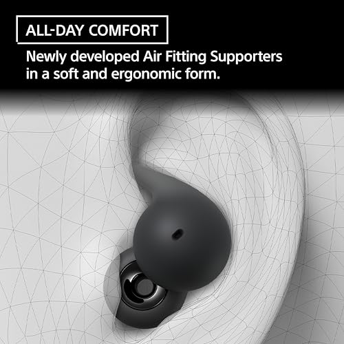 Sony LinkBuds Open Truly Wireless Earbud Headphones with an Open-Ring Design for Ambient Sounds and Newly Developed Air Fitting Supporters, Black