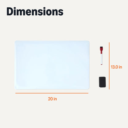 Amazon Basics Magnetic Dry Erase Board for Fridge, Whiteboard Sheet, 20" x 13", with 2 Markers and Eraser