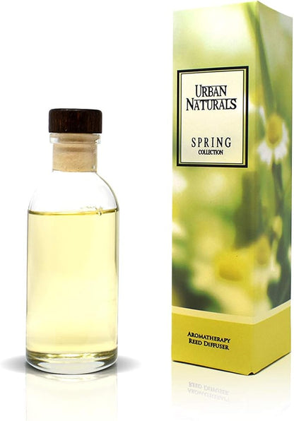 Urban Naturals Spring Clean Reed Diffuser Oil Set | Fresh, Crisp Fragrance of Lemon, Leafy Greens & Lavender | Essential Oil Room Scent Infuser with Reed Sticks | Made in the USA