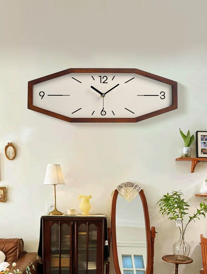 DaguyS Wooden Retro Wall Clocks, 18 Inches Square Clocks Rectangular Wall Clock Battery Operated Silent Non-Ticking, for Kitchen Living Room Office Home Desk Bedroom (Brown)