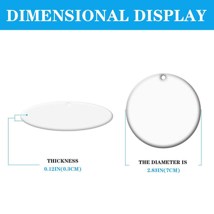 25 PCS Sublimation Ceramic Ornament Blank 3 inch Round Two-Sided Printed White Ceramic Decoration Handmade DIY Personalized Christmas Home Decoration Bulk