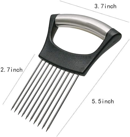 Stainless Steel Onion Slice Holder, Lemon Slicer Vegetable Cutter, Chopper Slicing Assistant Tool for Meat, Onion, Potato, Tomato Home Kitchen Tools (C-1 PCS)