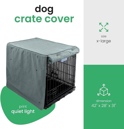 Molly Mutt Quiet Light Dog Crate Cover, GOTS-Certified 100% Organic Cotton Canvas Cover for Dog or Puppy Kennel and Cage, Washable, Free of Harmful Chemicals, X-Large, Fits 42"x28"x31" Crate