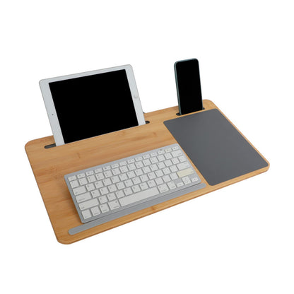 SUMISKY Laptop Lap Desk with Cushion Protable LapDesk with Handle Tablet Support Phone Holder and Mouse Pad Oversized Bamboo Laptop Stand for Sofa Fits Up to 17 Inches
