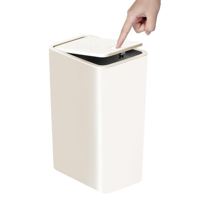 TIPGO Bathroom Trash Can with Lid, 10 Liter/ 2.6 Gallon Slim Garbage Can, Small Trash Bin Waste Basket with Pop-Up Lid for Kitchen, Bedroom, Living Room, Office (White), TSCL-10L
