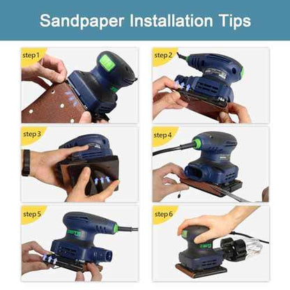 ZEITE 2.4 Amp 1/4 Sheet Sander with 12Pcs Sandpapers, Electric Palm Sander for Woodworking, 10 Ft Cord, 14000 OPM, Vacuum Attachment, Cyclonic Dust Box for Wood Polishing Sanding