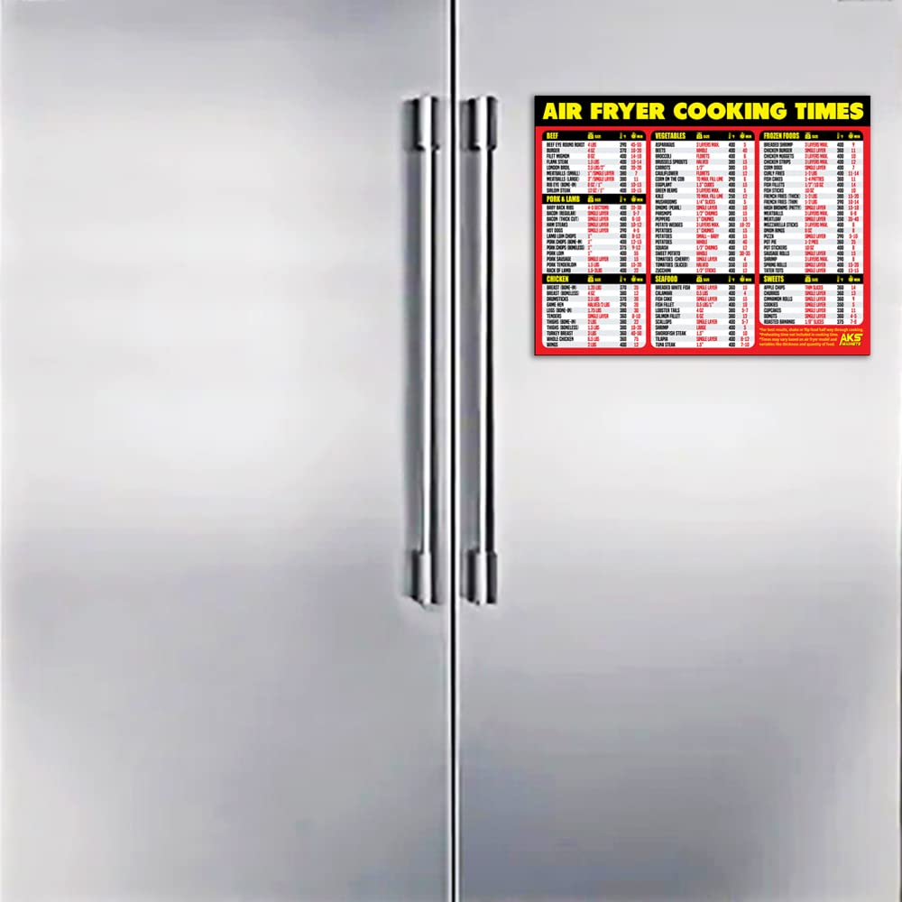 Air Fryer Magnetic Cheat Sheet - Large Print Easy to Read Airfryer Accessory - Air Fryer Cooking Times Chart Magnet, Airfry Cookbook Guide, Kitchen Cheat Sheet, Airfryer Oven Accessories 2025 (Red)