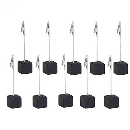 Xiaoyztan Memo Clips Holder,Black Cube Table Number Holders,Paper Note Clip for Office Home Use, Office Memo Holders, Desk Accessories and Workspace Organizers,Pack of 10
