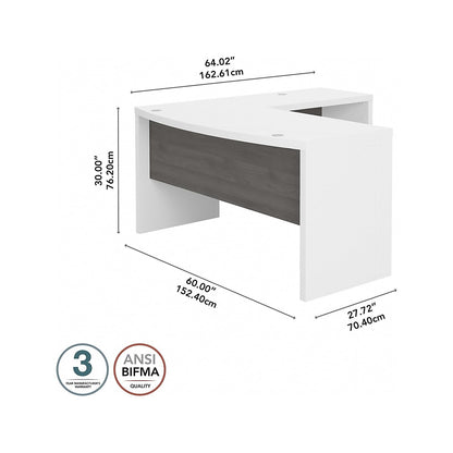 Bush Business Furniture L Shaped Computer Desk 72 inch with Credenza, PC Table and Low Storage Cabinet with Shelves for Home Office, Vista Collection, Modern, Beige