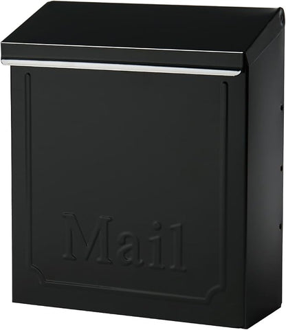 ARCHITECTURAL MAILBOXES Townhouse Vertical Small Capacity, Galvanized Steel Wall Mount Mailbox, 4.1 x 8.6 x 10.1 inches, Black | Galvanized steel build with a concealed lock and key drop box and weather-resistant outdoor construction.