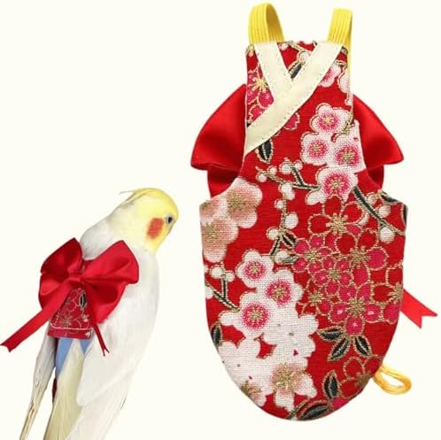 Bird Flight Suits Diapers, Parrot Flight Suits Diapers for Quaker Parakeets Cockatiels Conures Macaw African Grey, Bird Diaper, Parrot Clothes (Red A,2M)