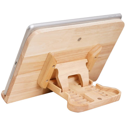 MTWhirldy Adjustable Wood ipad Stand for Desk, Foldable Multi-Angle Tablet Holder Stand Compatible with ipad pro 12.9,Mini, Air, Kindle, Tab,E-Reader 6-13" Tablet and Phone (Rubberwood)