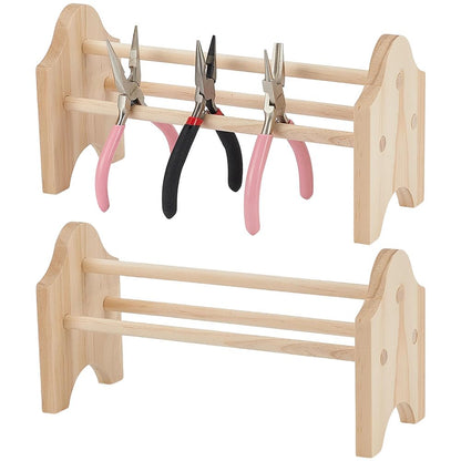 WEBEEDY 2 Sets Wood Pliers Rack Pine Wood Dowels Rack Jewelry Making Bench Tool Organizer Wooden Rack for Pliers Cutters Storage Workshop Garage Home DIY Craft Projects Tool Organization