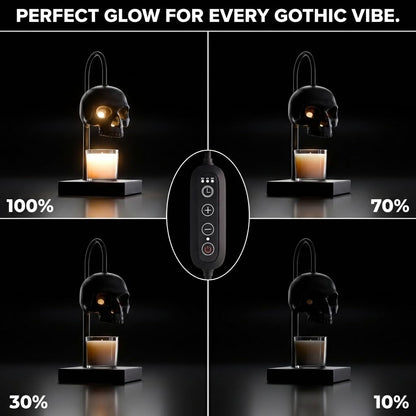 Skull Candle Warmer Lamp with Timer and Dimmer *Candles NOT Included – Black Gothic Candle Lamp Warmer w/ Adjustable Height, 2 Light Bulbs – Skull Decor, Goth Gothic Decor Spooky Home & Witchy Gifts