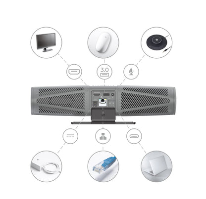 AVerMedia PA511D- 4K Video Conference Camera, Speakerphone, Echo Cancellation, Autoframing, Zoom Certified, Wired Network and One Cable Connection - Webcam for PC, Tripod & Monitor