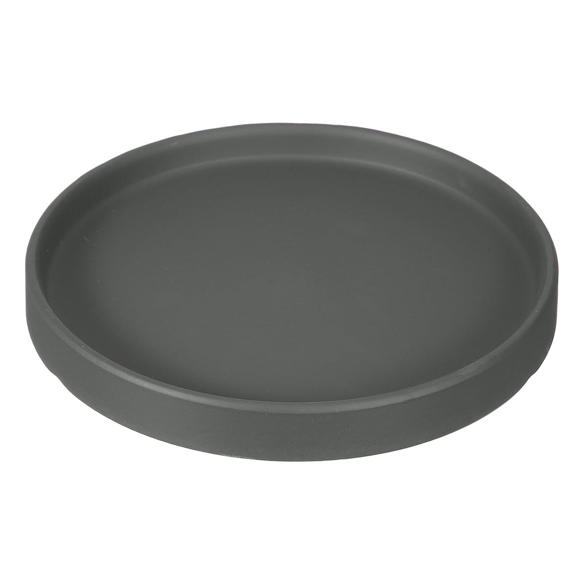 YELARXI 6.7 Inch Ceramic Plant Saucers, Round Flower Planter Water Trays Ceramic Plant Saucer Pot Tray -Fitting for (Outdoor/Indoors/Garden/Planting/Water/Flower/Coffee) Dark Gray
