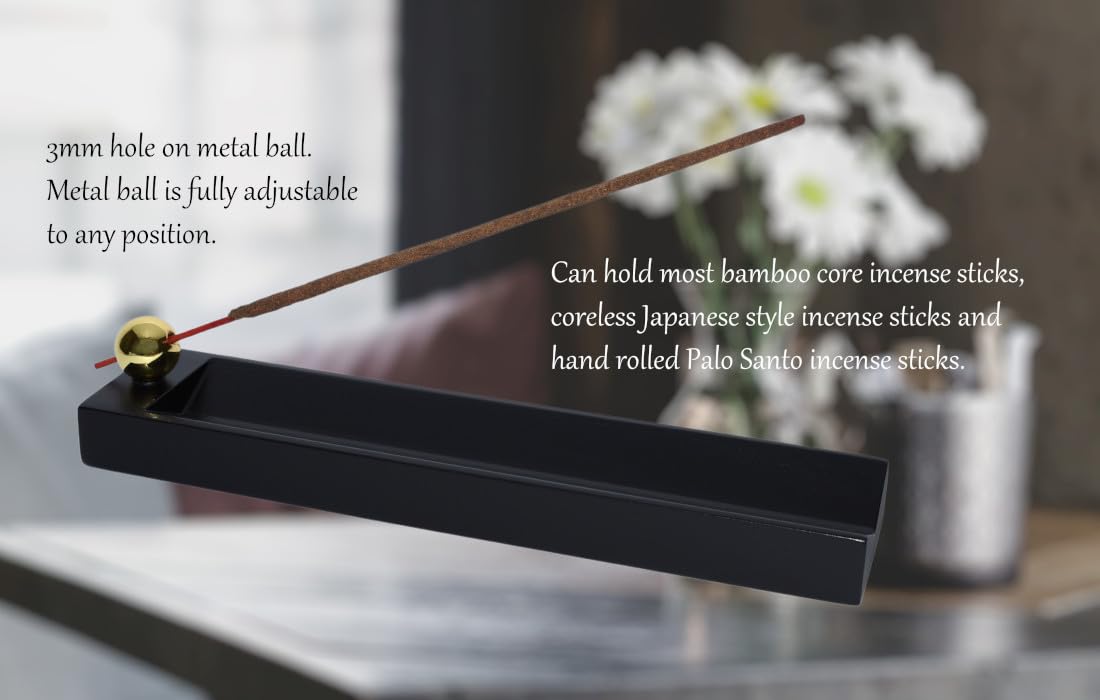 Ikibumi Black V-Shape Tray Wooden Incense Stick Holder