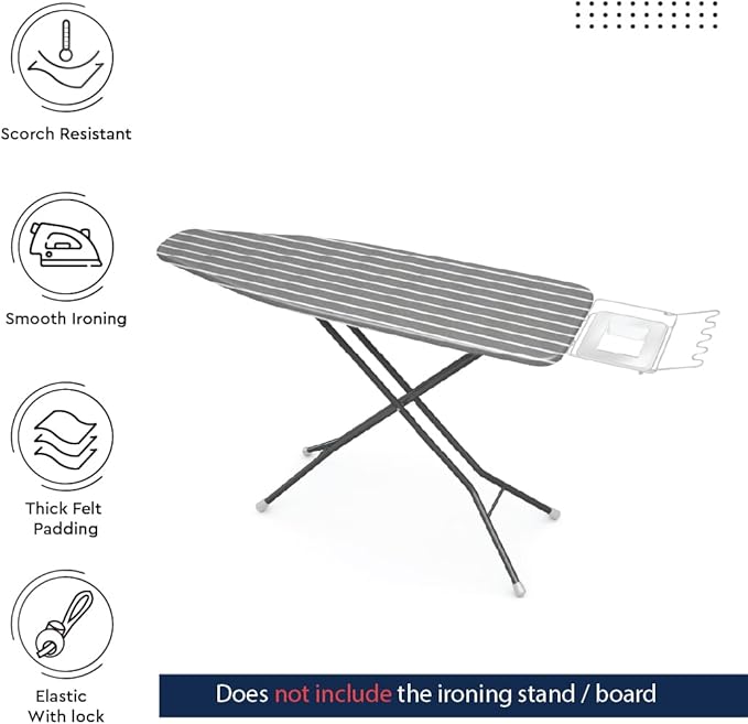 Encasa XO Ironing Board Cover and Pad 54"x18" - 4mm Felt X-Large Iron Board