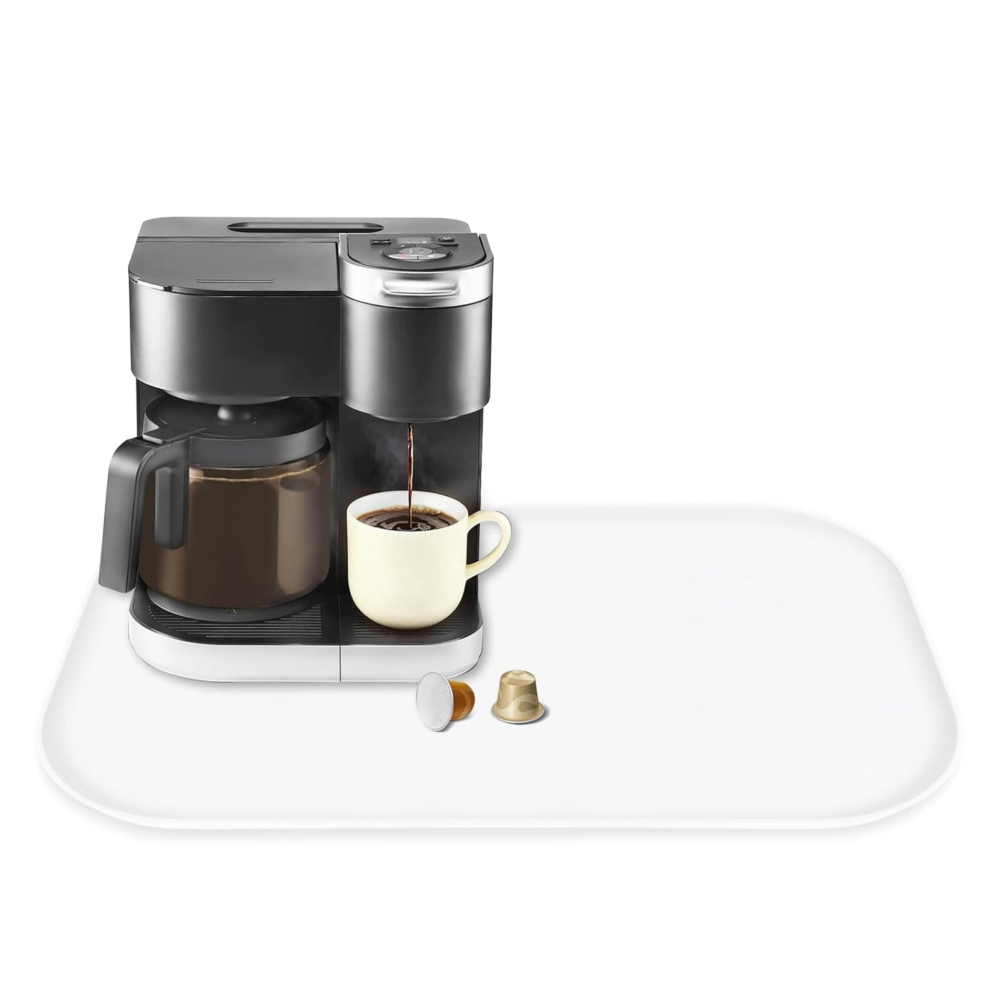 TOHONFOO Silicone Coffee Mat with Lip, 19.7'' x 15'' Heavy Duty Bar Mat, Coffee Tray for Countertop Fit Under Machine Pot Espresso Machine, Grey