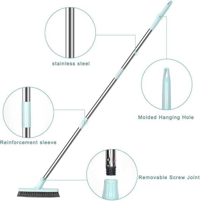 Affogato Floor Scrub Brush Bathroom Long Handle Bathtub Push Broom Shower Tile