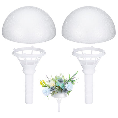 TEHAUX 2pcs Bridal Bouquet Holders, 6-Inch Dry Foam Floral Handle for Artificial, Silk & Sola Wood Flowers, DIY Wedding Keepsake Bouquet & Fake Floral Arrangement Supplies
