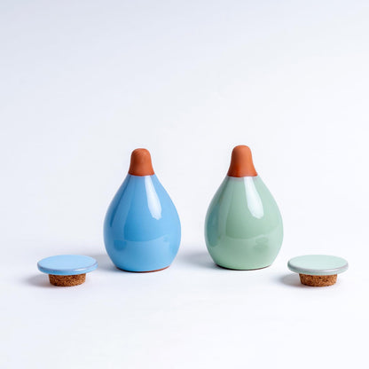 MOUGIGI 4-Pack Self Watering Planter Insert - 2 Blue and 2 Green Ceramic Watering Globes for Indoor Plants, Terracotta Bulbs, and Small Plant Pots - 300ml Capacity, 1 Weeks Autonomy