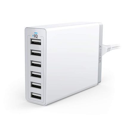 Anker Charger, 60W 6 Port USB Charging Station, PowerPort 6 Multi USB Charger for iPhone 14/13 Series, iPad Pro/Air/Mini, Galaxy S23/S22/S21, Note 20 Ultra, LG, HTC, and More