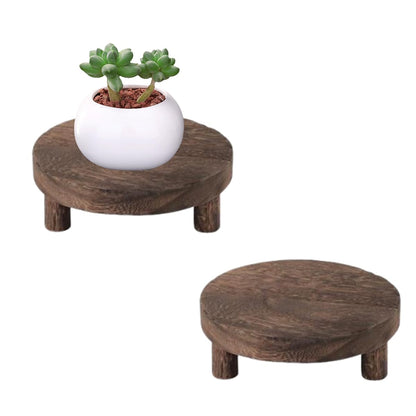 Vankcp 2 Pack Wood Riser Set, 7.8 Inch Natural Wooden Display Stand for Plants Candles Jewelry, Sturdy Elevated Plant Stand with Foot Pads for Kitchen Living Room Bathroom, Rustic Home Decor Gift (Dark Brown)