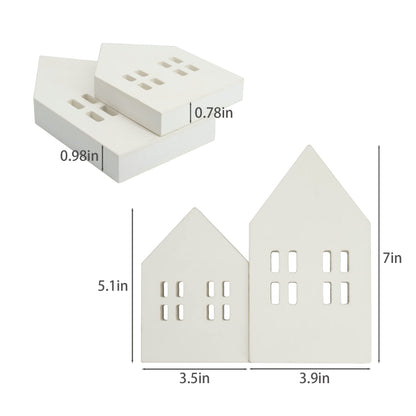House Shaped Wooden Sign Block Farmhouse Home Sign Tiered Tray Decor 2 Pack (White)