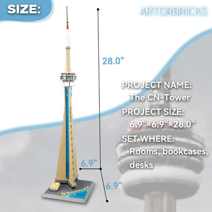 ArtorBricks CN Tower Model Building Kit – 400-Piece Premium Architectural Set, Compatible with Major Brands, Detailed Landmark Replica for Collectors & Hobbyists (28” Tall, 6.9” Base)