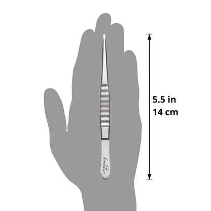 Beaditive 5.5-inch Sewing Machine Tweezers Set (3-pc) Serrated Straight Tips | Professional Grade, High Precision | Stainless Steel