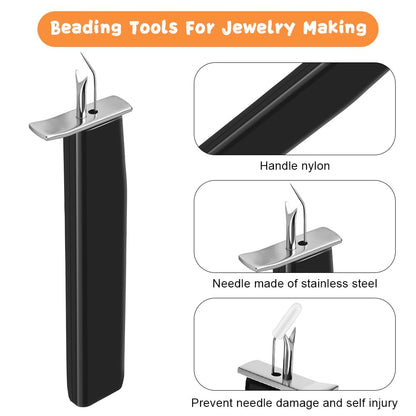BADAO Beading Knotting Tool,Pearl Jewelry Making Tool Professional Bead Knotting,1pcs Knot Tying Kit with 2pcs Silk Thread for Pearls in Jewelry Making Kits