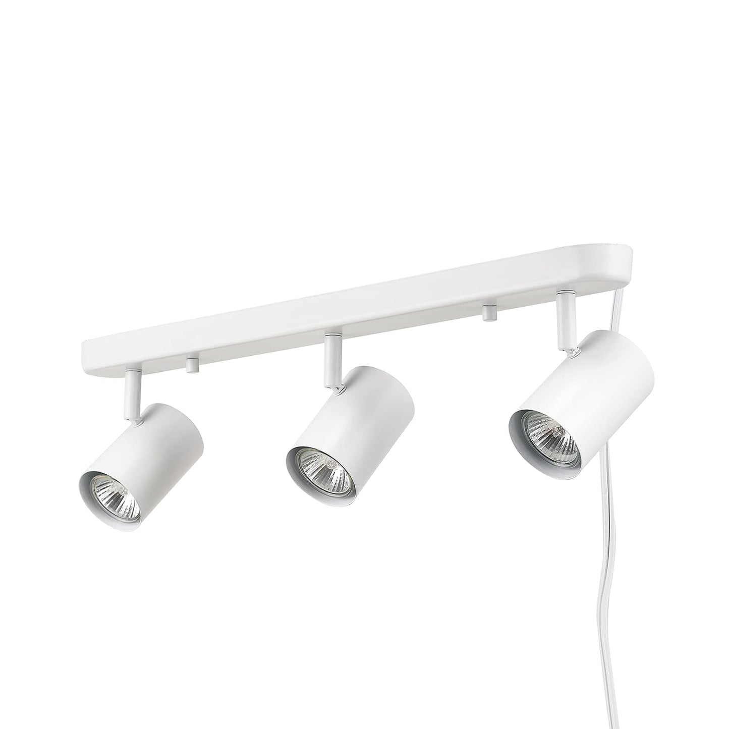 Globe Electric 60024 3-Light Plug-in Track Lighting, Adjustable Heads, Matte White Finish, 22-inch, 15-Foot Cord with in-Line Switch, Compatible with GU10 Base Bulbs (Sold Separately)