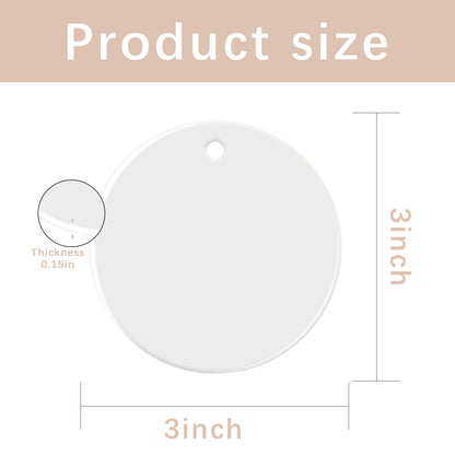 25 PCS Sublimation Ceramic Ornament Blank 3 inch White Round Christmas Ceramic Decoration Crafting DIY Personalized Home Decor Bulk Two-Sided Printed
