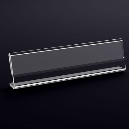 Acrylic 12 Pack Name Plates for Desks, AITEE 2x8 Clear Desk Name Plate Personalized, Desk Sign Holder for Table Display, Tent Name Plate Display for Office Conference, Business Event/School Classroom