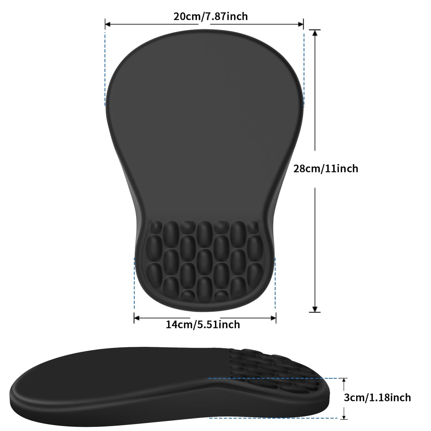 YIWEI Ergonomic Mouse Pad with Wrist Rest Support, Mousepad with Comfortable Memory Foam Wrist Rest and Non-Slip PU Base for Pain Relief, Computer, Laptop, Office, Home (Black)
