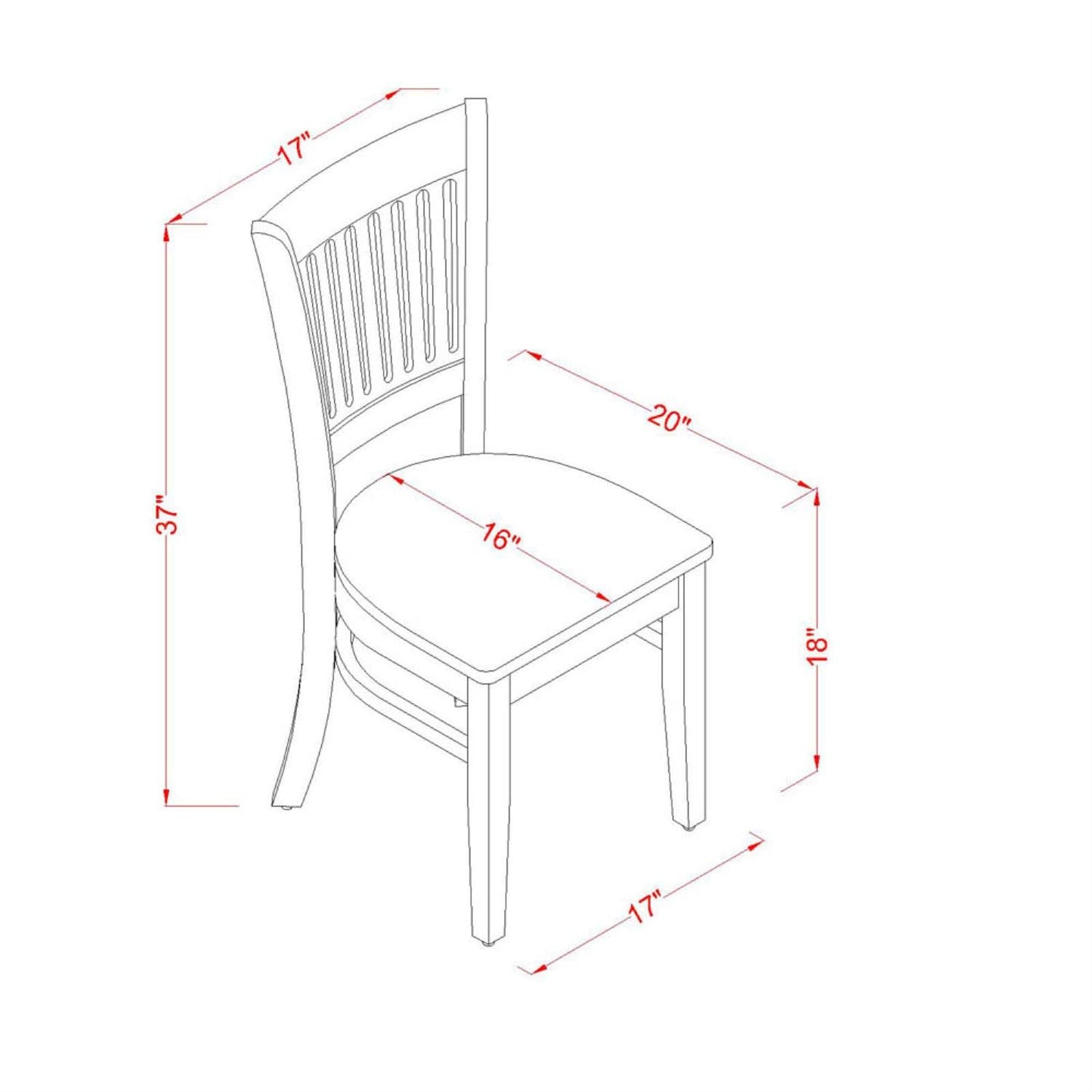 East West Furniture VAC-LWH-W Vancouver Dining Chairs - Slat Back Wood Seat Kitchen Chairs, Set of 2, Linen White