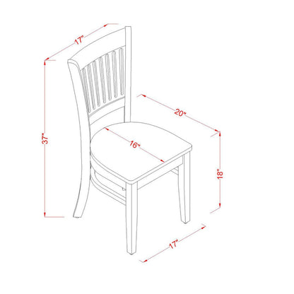 East West Furniture VAC-LWH-W Vancouver Dining Chairs - Slat Back Wood Seat Kitchen Chairs, Set of 2, Linen White
