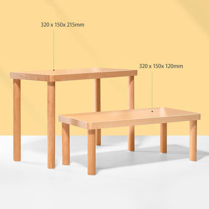 ECKEK Wood Display Risers, Organizer Stand, Riser Stand for Figures, Cupcake, Perfume and More (Wood S 32*15*12cm/12.60*5.91*4.72inches)