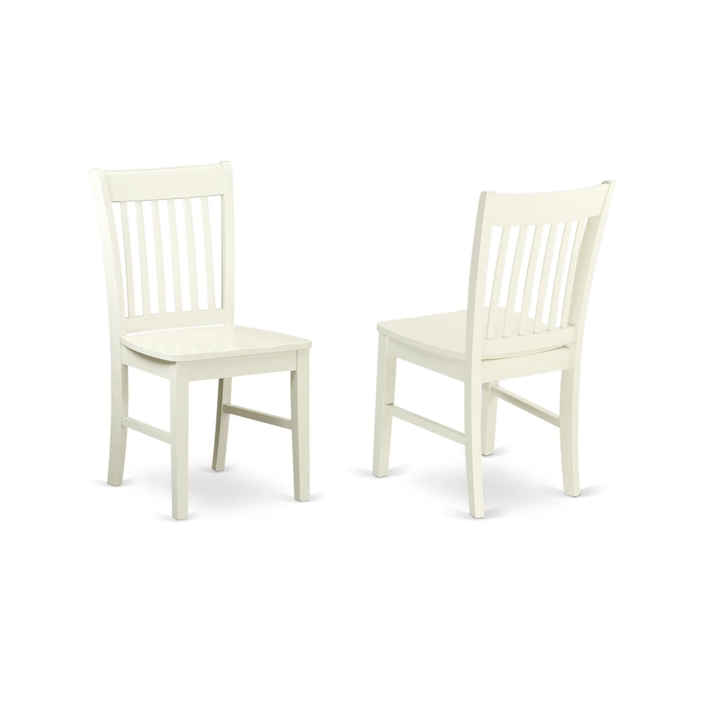 East West Furniture NFC-LWH-W Norfolk Dining Room Chairs - Slat Back Solid Wood Seat Chairs, Set of 2, Linen White