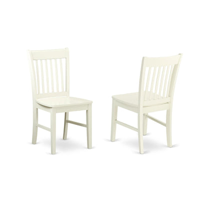 East West Furniture NFC-LWH-W Norfolk Dining Room Chairs - Slat Back Solid Wood Seat Chairs, Set of 2, Linen White